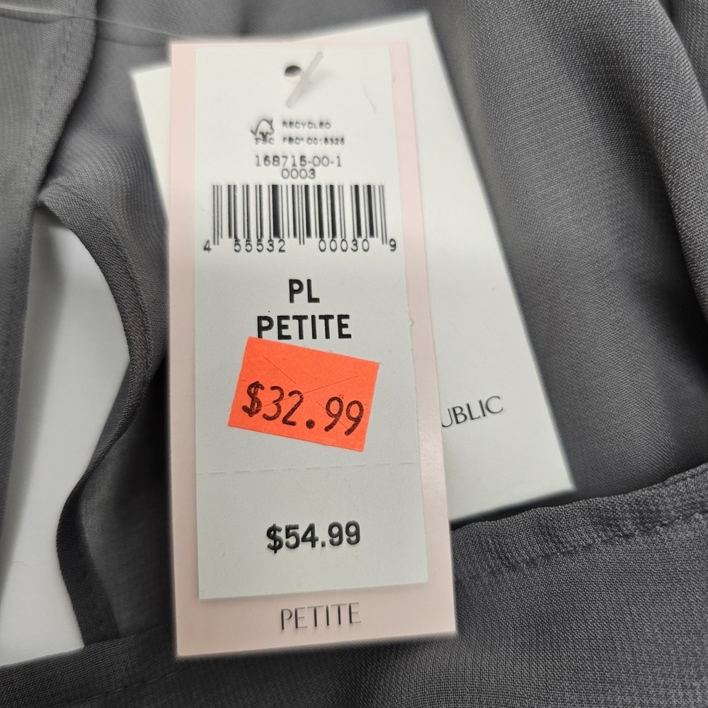 Banana Republic Womens Petite Large Gray Sheer Open Back Long Slv Top NWT - Picture 7 of 9